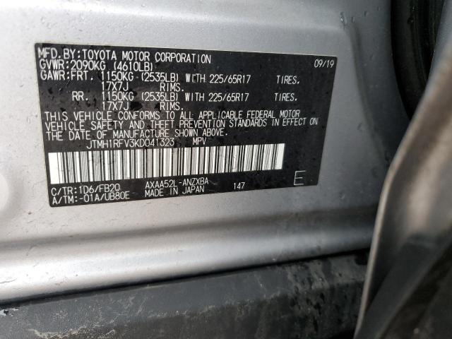 JTMH1RFV3KD041323 - 2019 TOYOTA RAV4 LE SILVER photo 12