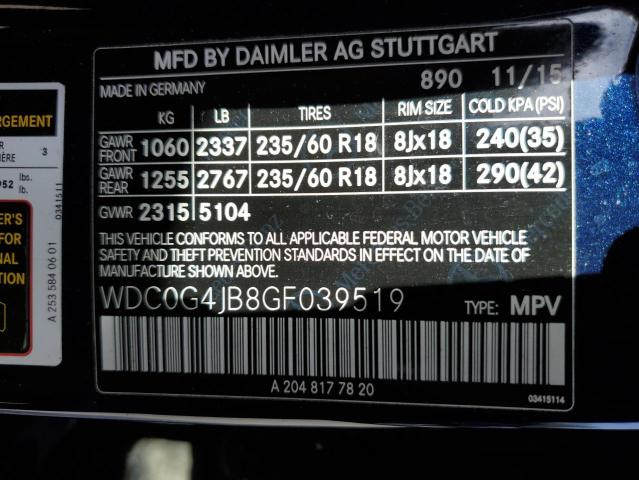 WDC0G4JB8GF039519 - 2016 MERCEDES-BENZ GLC 300 BLUE photo 12