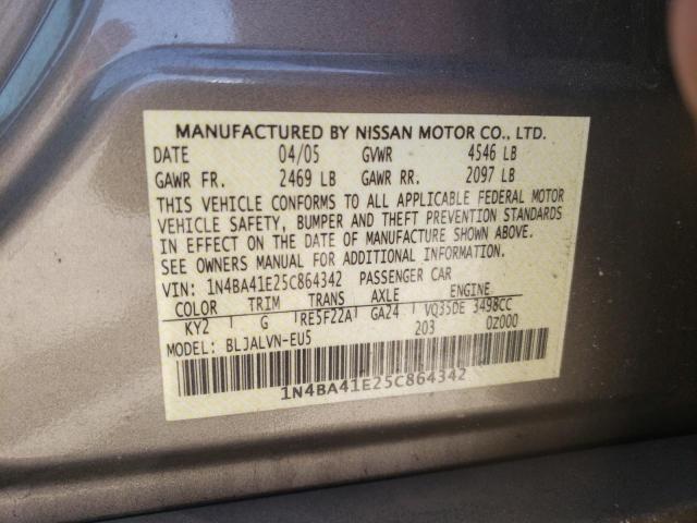 1N4BA41E25C864342 - 2005 NISSAN MAXIMA SE GOLD photo 12