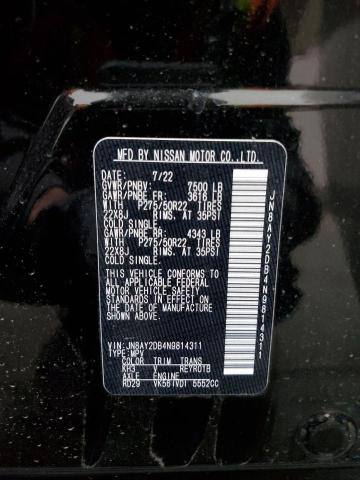 JN8AY2DB4N9814311 - 2022 NISSAN ARMADA PLATINUM BLACK photo 13