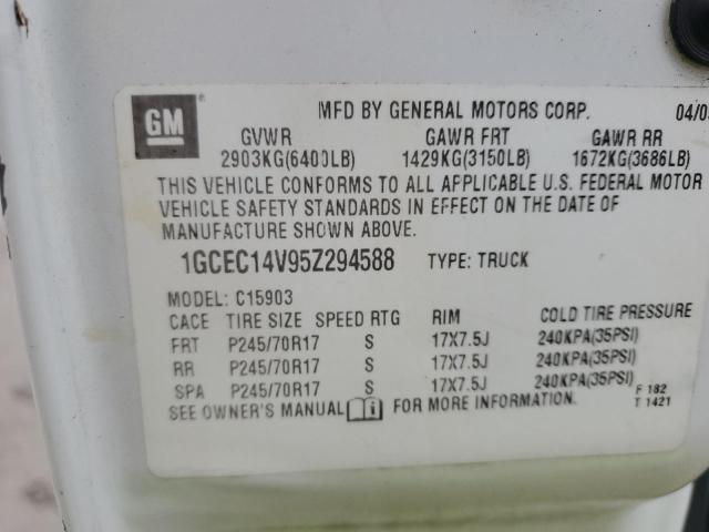 1GCEC14V95Z294588 - 2005 CHEVROLET SILVERADO C1500 WHITE photo 12