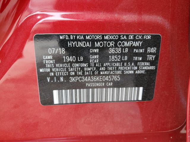 3KPC34A36KE045765 - 2019 HYUNDAI ACCENT LIMITED RED photo 12