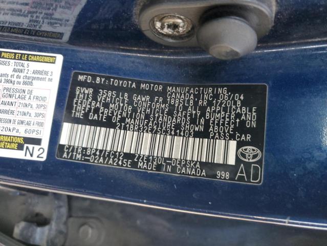 2T1BR32E75C341403 - 2005 TOYOTA COROLLA CE BLUE photo 12