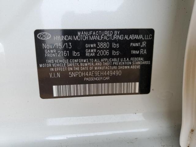 5NPDH4AE9EH449490 - 2014 HYUNDAI UK SE WHITE photo 12