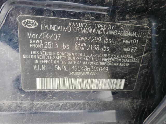 5NPET46C48H301049 - 2008 HYUNDAI SONATA GLS BLUE photo 12