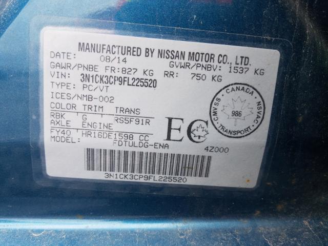 3N1CK3CP9FL225520 - 2015 NISSAN MICRA  photo 10