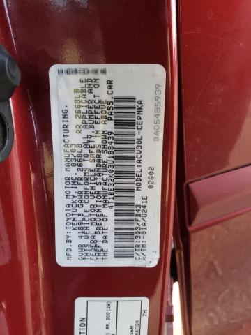 4T1BE32K03U188439 - 2003 TOYOTA CAMRY LE RED photo 12