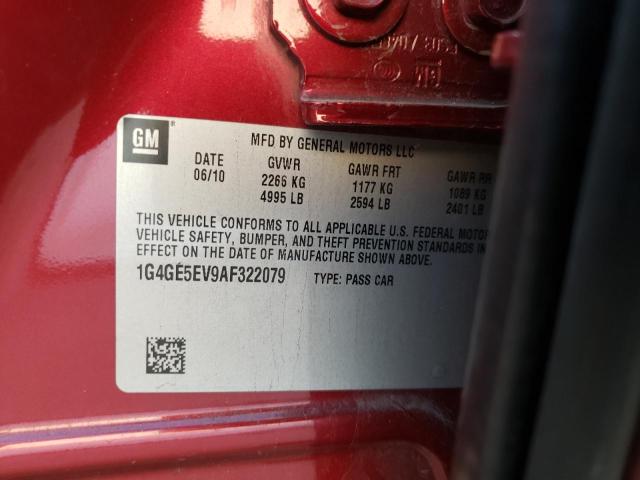 1G4GE5EV9AF322079 - 2010 BUICK LACROSSE CXS 栗色 照片 12