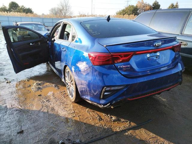 3KPF44AC6LE150950 - 2020 KIA FORTE GT BLUE photo 3