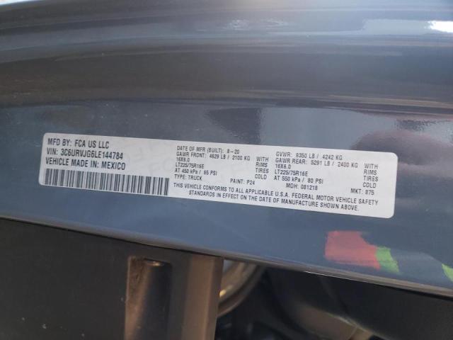 3C6URVJG6LE144784 - 2020 RAM PROMASTER 3500 HIGH ნაცრისფერი ფოტო 10