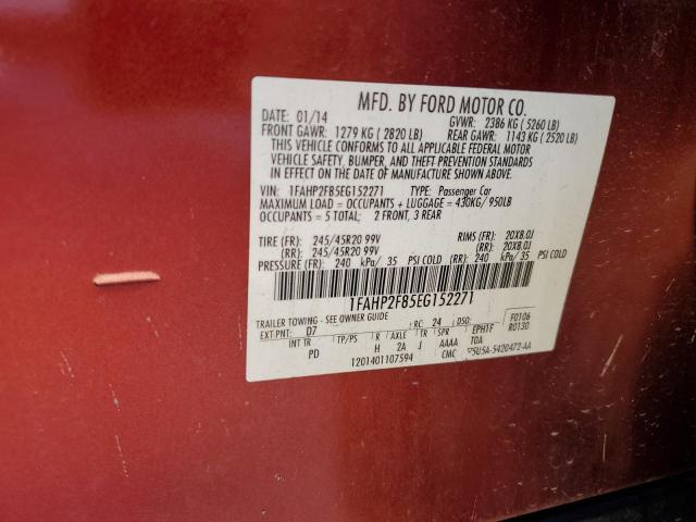 1FAHP2F85EG152271 - 2014 FORD TAURUS LIMITED RED photo 12