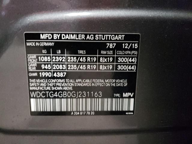 WDCTG4GB0GJ231163 - 2016 MERCEDES-BENZ GLA 250 4MATIC GRAY photo 12