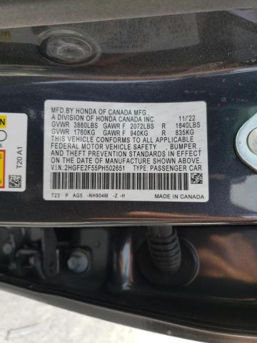 2HGFE2F55PH502651 - 2023 HONDA CIVIC SPORT Grau Foto 12