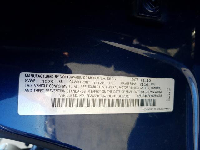3VW2K7AJ0BM336232 - 2011 VOLKSWAGEN JETTA BASE  ფოტო 10