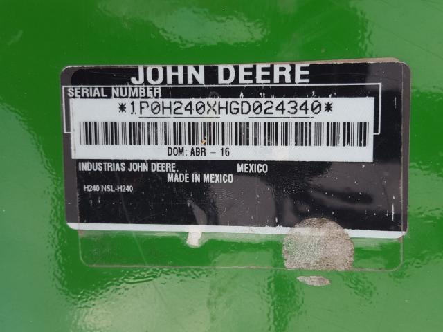 1P0H240XHGD024340 - 2016 JOHN DEERE H240  photo 10