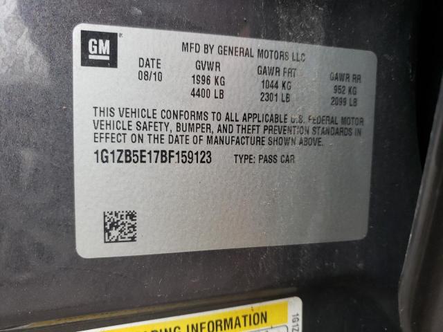 1G1ZB5E17BF159123 - 2011 CHEVROLET MALIBU LS CHARCOAL photo 12