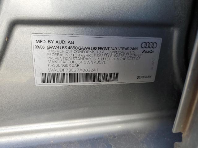 WAUDF78E37A083241 - 2007 AUDI A4 2.0T QUATTRO SILVER photo 12