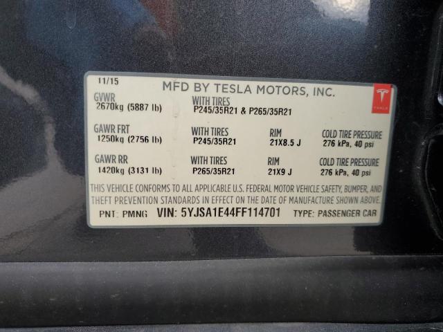 5YJSA1E44FF114701 - 2015 TESLA MODEL S ნაცრისფერი ფოტო 13