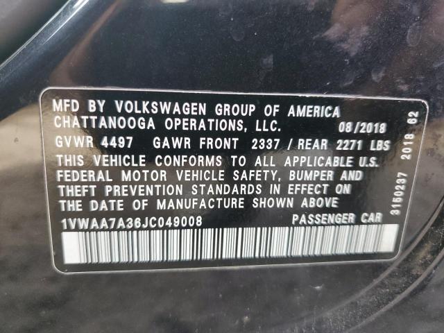 1VWAA7A36JC049008 - 2018 VOLKSWAGEN PASSAT S BLACK photo 12