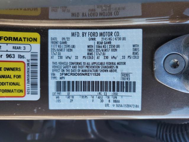 3FMCR9D95NRE11526 - 2022 FORD BRONCO SPO BADLANDS BROWN photo 14