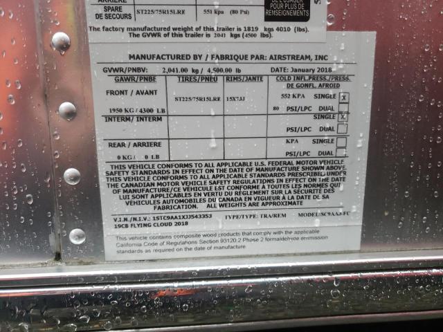 1STC9AA1XJJ543353 - 2018 AIRS TRAILER Արծաթագույն լուսանկար 10