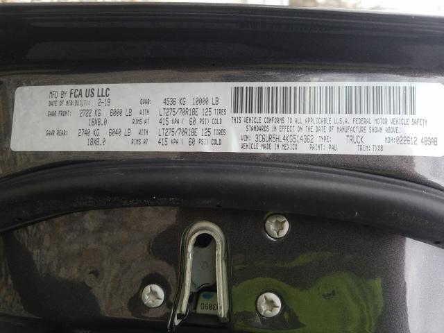 3C6UR5HL4KG514362 - 2019 RAM 2500 TRADESMAN  fotoğraf 10