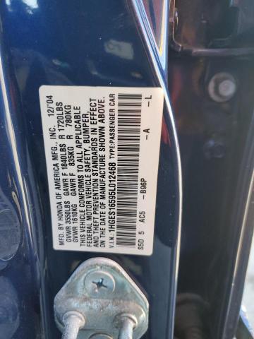 1HGES16595L012468 - 2005 HONDA CIVIC LX BLUE photo 13