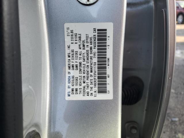 1HGCR2F33FA111758 - 2015 HONDA ACCORD LX SILVER photo 12