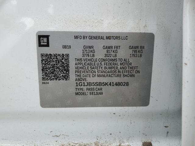 1G1JB5SB5K4148028 - 2019 CHEVROLET SONIC LS 白色 照片 12