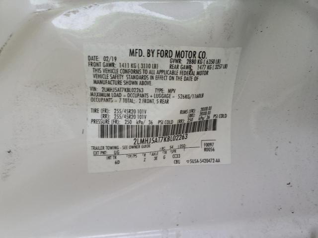 2LMHJ5AT7KBL02263 - 2019 LINCOLN MKT WHITE photo 12