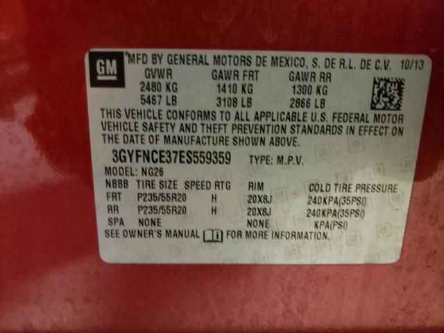 3GYFNCE37ES559359 - 2014 CADILLAC SRX PERFORMANCE COLLECTION Қызыл фото 12