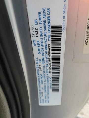 3VWDC21V82M806499 - 2002 VOLKSWAGEN CABRIO GLX 银色 照片 12