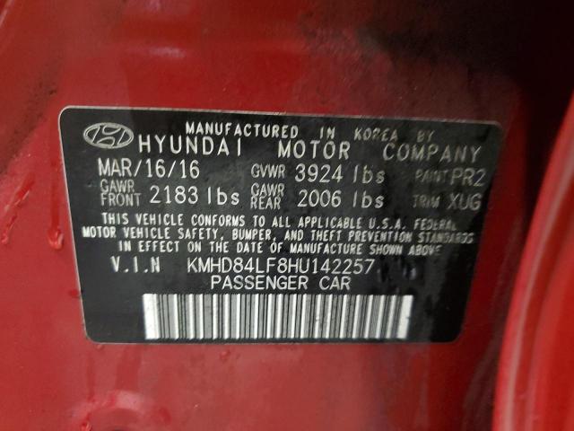 KMHD84LF8HU142257 - 2017 HYUNDAI ELANTRA SE RED photo 12