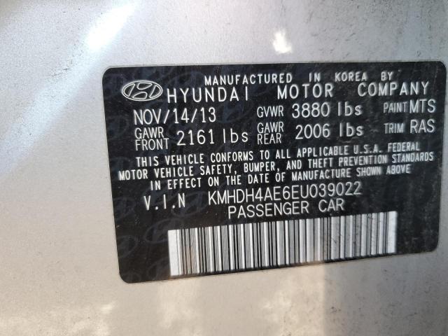 KMHDH4AE6EU039022 - 2014 HYUNDAI ELANTRA SE SILVER photo 12