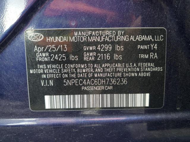 5NPEC4AC6DH736236 - 2013 HYUNDAI SONATA SE BLUE photo 12