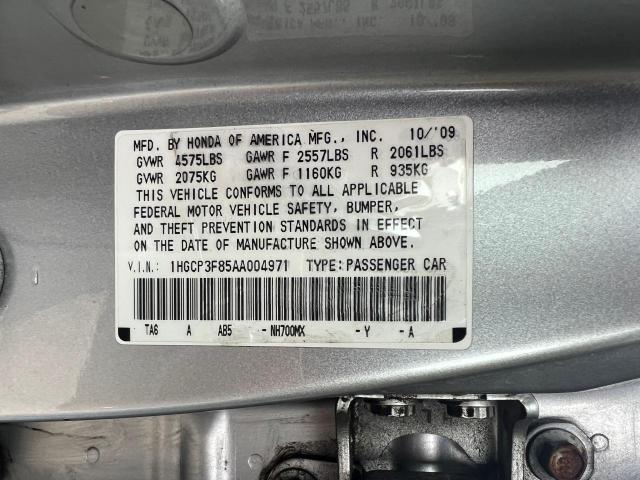 1HGCP3F85AA004971 - 2010 HONDA ACCORD EXL SILVER photo 10