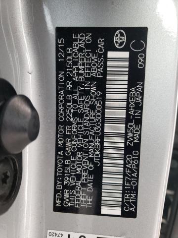 JTDKBRFU3G3000519 - 2016 TOYOTA PRIUS SILVER photo 12