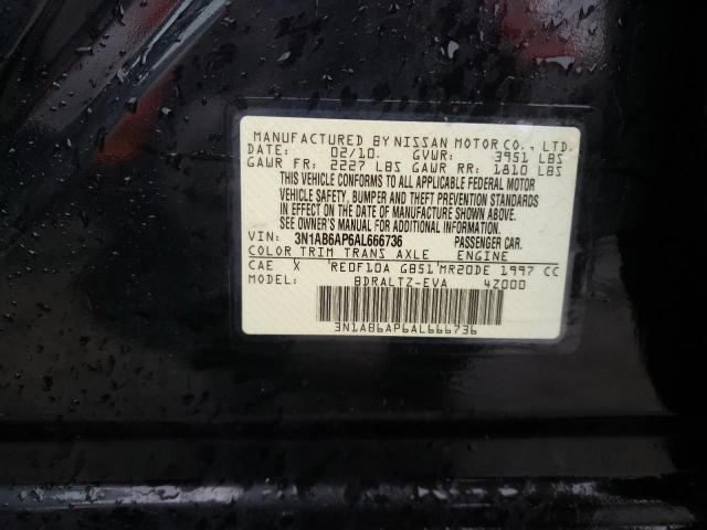 3N1AB6AP6AL666736 - 2010 NISSAN SENTRA 2.0 BLACK photo 12