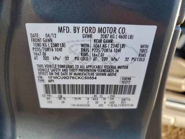 1FMCU9D76CKC50554 - 2012 FORD ESCAPE XLT BLUE photo 12