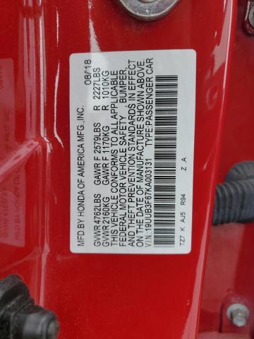 19UUB3F67KA003131 - 2019 ACURA TLX TECHNOLOGY RED photo 12