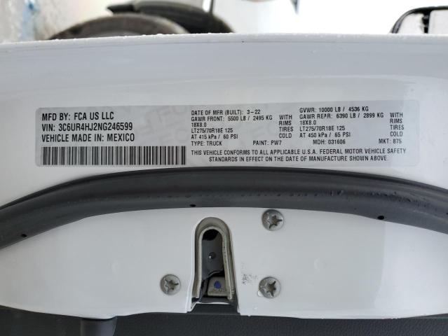 3C6UR4HJ2NG246599 - 2022 RAM 2500 TRADESMAN Beyaz fotoğraf 12