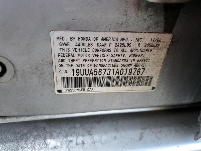 19UUA56731A019767 - 2001 ACURA 3.2TL SILVER photo 12