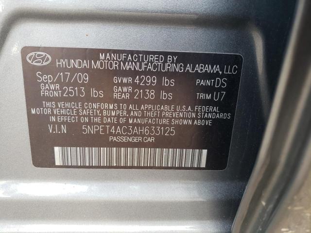 5NPET4AC3AH633125 - 2010 HYUNDAI SONATA GLS SILVER photo 12