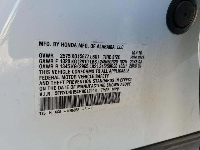 5FRYD4H54HB012114 - 2017 ACURA MDX TECHNOLOGY WHITE photo 13