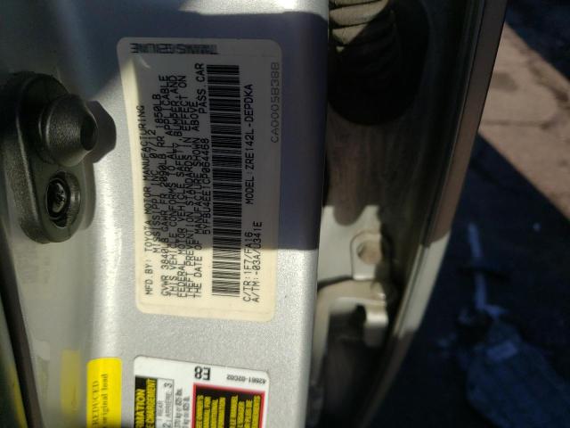 5YFBU4EE1CP064468 - 2012 TOYOTA COROLLA BASE SILVER photo 12