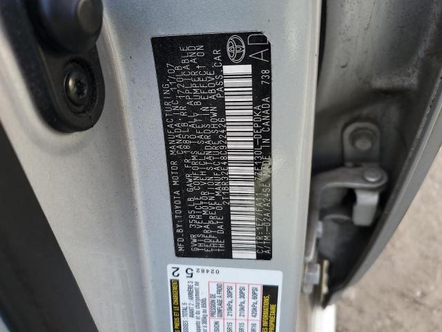 2T1BR32E48C922426 - 2008 TOYOTA COROLLA CE SILVER photo 12