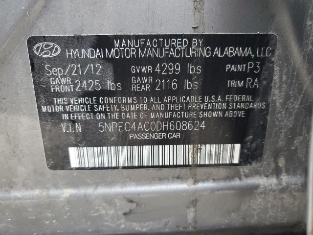 5NPEC4AC0DH608624 - 2013 HYUNDAI SONATA SE GRAY photo 12