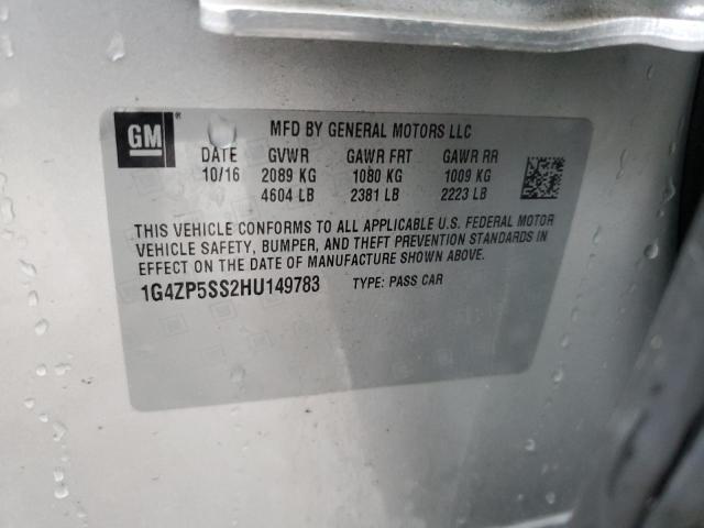 1G4ZP5SS2HU149783 - 2017 BUICK LACROSSE ESSENCE ვერცხლისფერი ფოტო 12