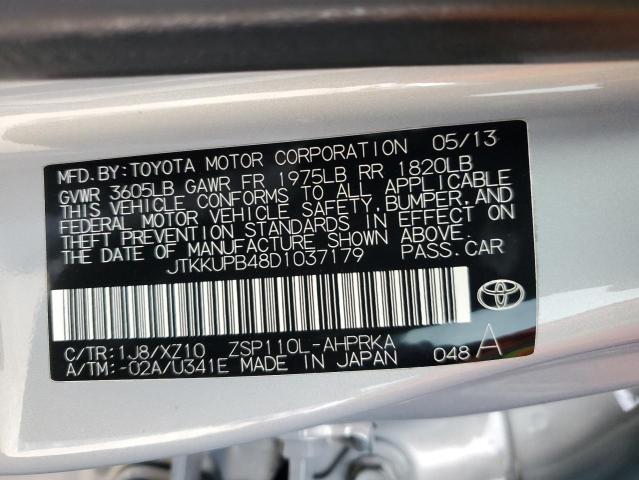 JTKKUPB48D1037179 - 2013 TOYOTA SCION XD SILVER photo 13