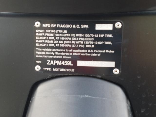 ZAPM459L7F5100137 - 2015 VESPA GTS 300 SUPER  photo 10